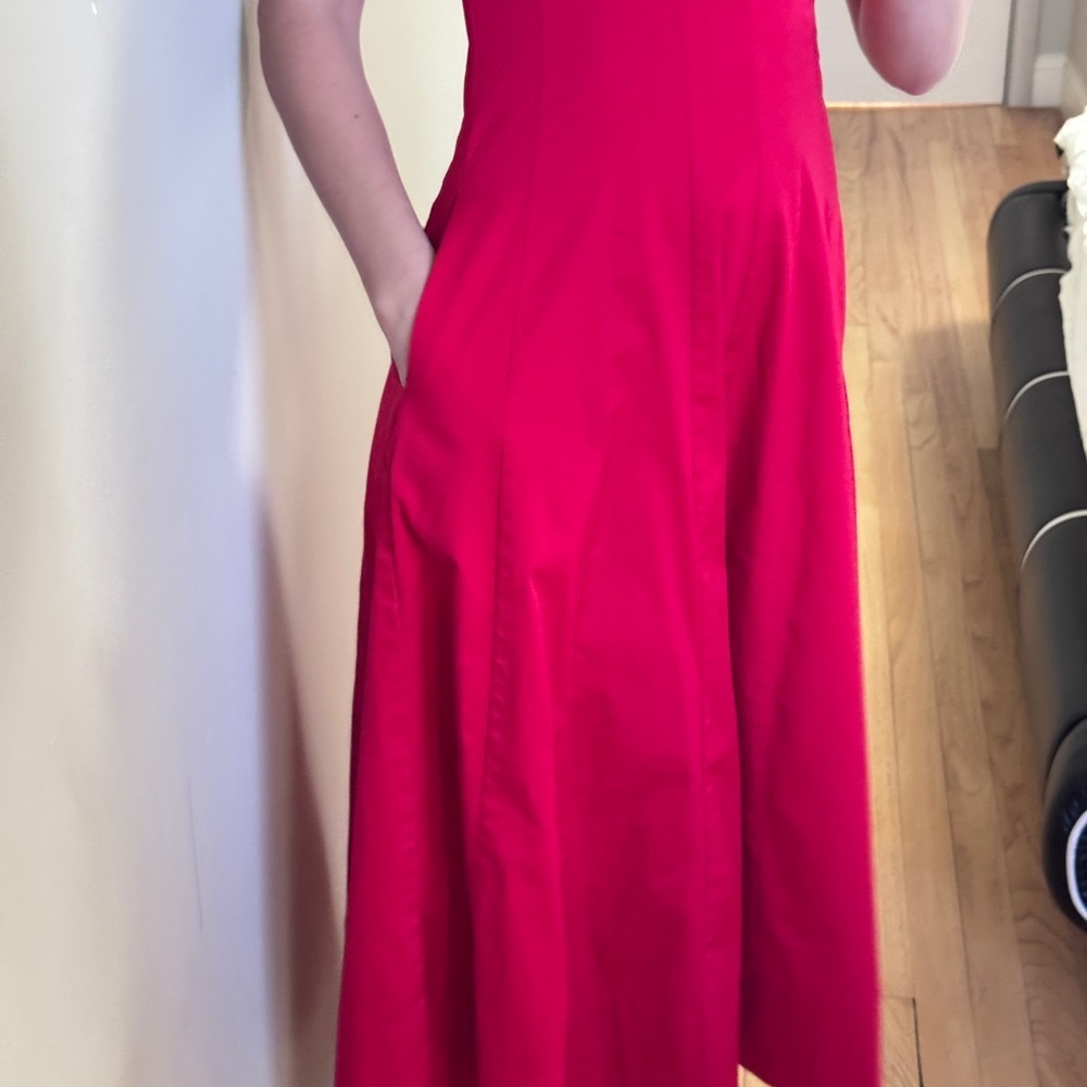 AQUA  Red Paneled Midi Dress in XS Size - Picture 4 of 11